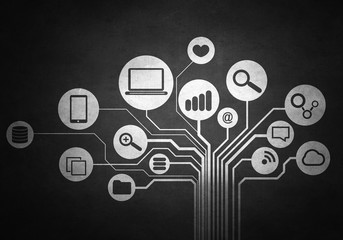 Data communications concept . Mixed media