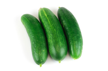 fresh cucumbers isolated on white background