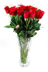 red roses in vase