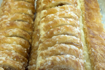 This is a photograph of Apple stuffed pastry dessert