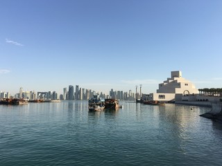 Naklejka premium The Museum of Islamic Art and traditional Dhows