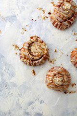 sweet buns with glaze