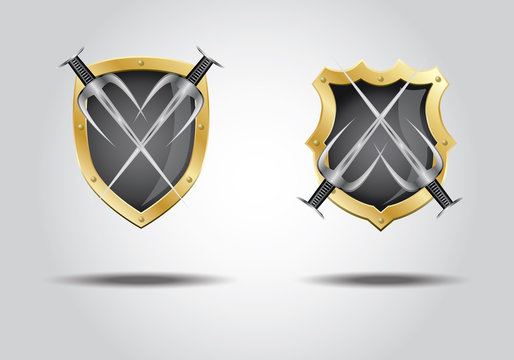 3d shield with crossing trisula