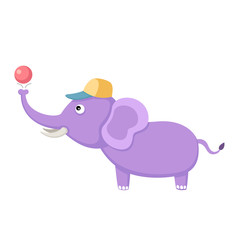 illustration of isolated  elephant with ball on white background