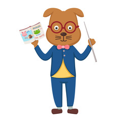 illustration of isolated  teacher dog in the classroom