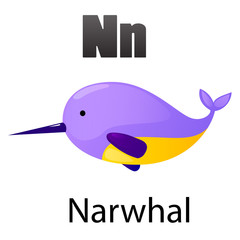 Alphabet letter N-Narwhal