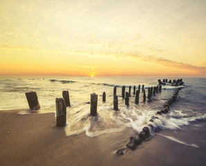 Fototapeta premium Seascape,sunset, retro effect