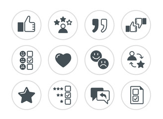 set of testimonials related vector icons.