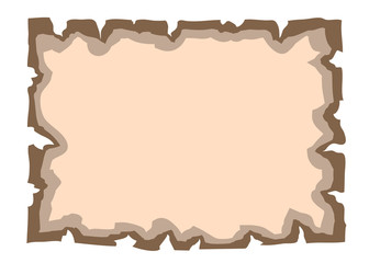 Obraz premium Parchment old paper. Empty cartoon banner for message or letter. Blank document, isolated on white background. Retro style. Vintage decorative papyrus. Torn grunge texture sheet. Vector illustration