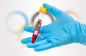 Obraz premium Test-tube with blood sample for DOPING test