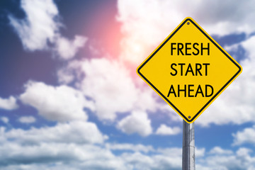Fresh start ahead road sign concept for business opportunity, fu
