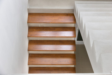 Home building design stair concrete top wood interior in site construction