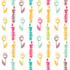 Simple cute floral background with flowers and branches.