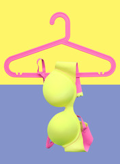 bra fashion on colorful background (pop art)