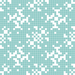 Pixel art style seamless lace pattern. Textile blue and white mosaic ornament.