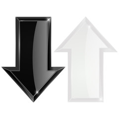 Up and down arrows. Black and white web icons