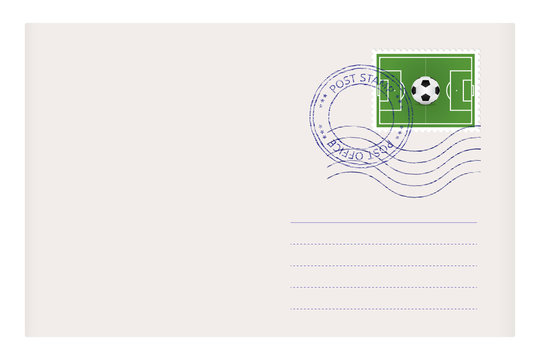 Envelope with sport soccer stamp