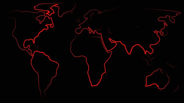 animated map of the world. black and red