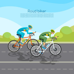 Fototapeta na wymiar Cycle racing people on bicycles