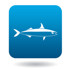 Smelt fish icon in simple style in blue square. Animals symbol