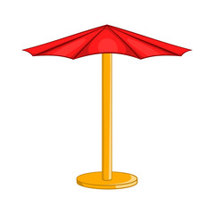 Beach umbrella icon in cartoon style isolated on white background. Sun protection symbol