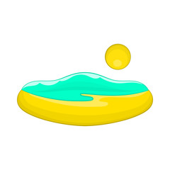 Beach and sun icon in cartoon style isolated on white background. Relax symbol