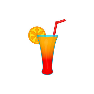 Fruit Cocktail Icon In Cartoon Style Isolated On White Background. Drinks Symbol