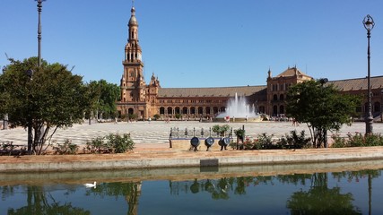 Plaza de Espana in Seville on a sunny day, Spain.