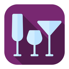 glass goblets flat icon