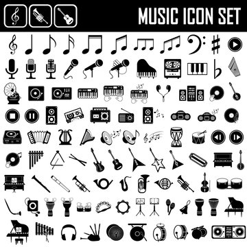 musical instruments icon set