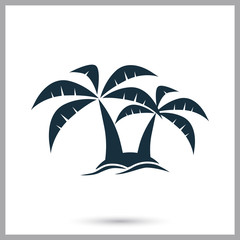 Palms on the island icon on the background