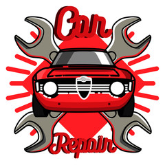 Color vintage Car repair emblem