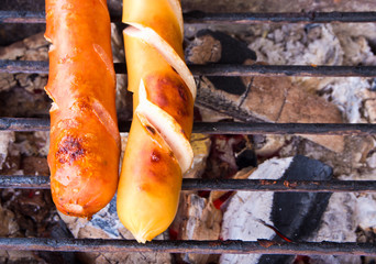 Charcoal grilled sausages
