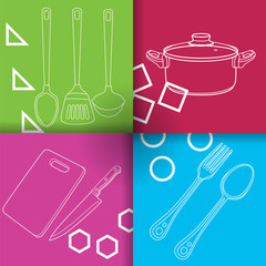 Simple banners with graphic elements from kitchen, simple art for web and print design appealing for cooking theme.