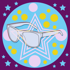 Abstract outline drawing of glasses with graphic elements, simple art for web and print design appealing for pop, party and optic theme.