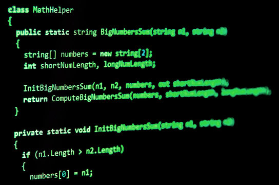 Programming code - green color, written in C# language syntax