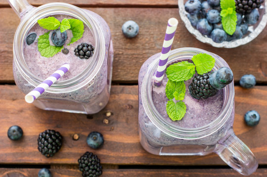 Fresh Blueberries Blended With Yogurt