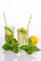 Fresh lemonade with mint leaves