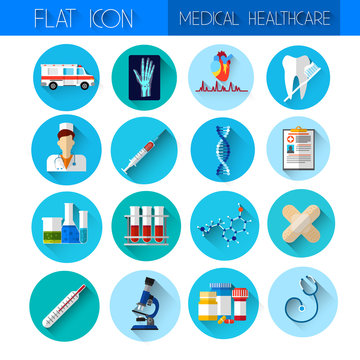 Set Medicine Icon Medical, Chemical Equipment Collection