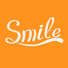 Lettering Smile sign vector. Hand drawn letters.
