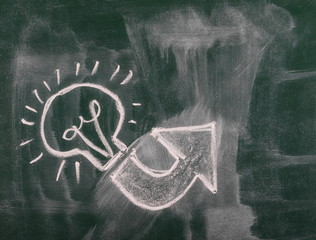 bulb on chalkboard