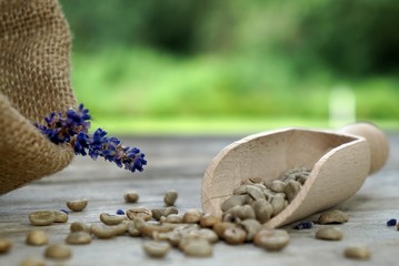 Rohkaffee mit Jutesack Kaffeerösten