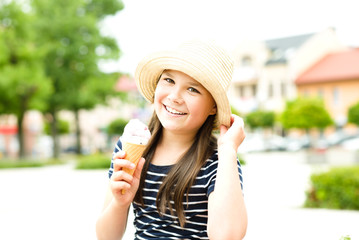 Girl is eating ice-cream