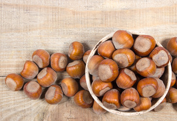 Hazelnuts close up.