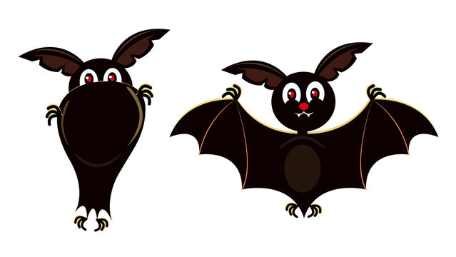 Cute bat flying character. Vector flat cartoon illustration