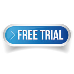 Free trial blue 3d realistic square isolated button
