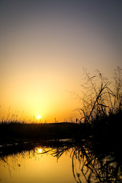 Beautiful sunset with reflex in water