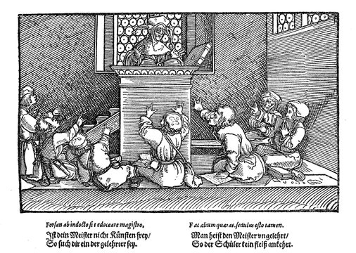 "A classroom from XVI century", by Hans Burgkmair (1473-1531)