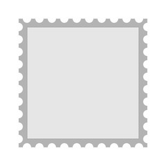 Simple blank grey square postage stamp icon. Isolated vector illustration.