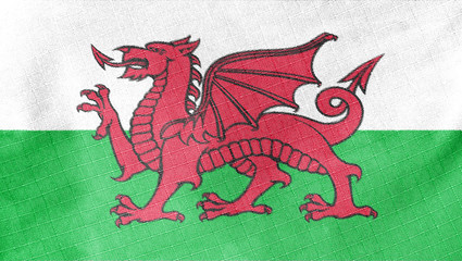 Wales flag on crumpled background. Vintage effect